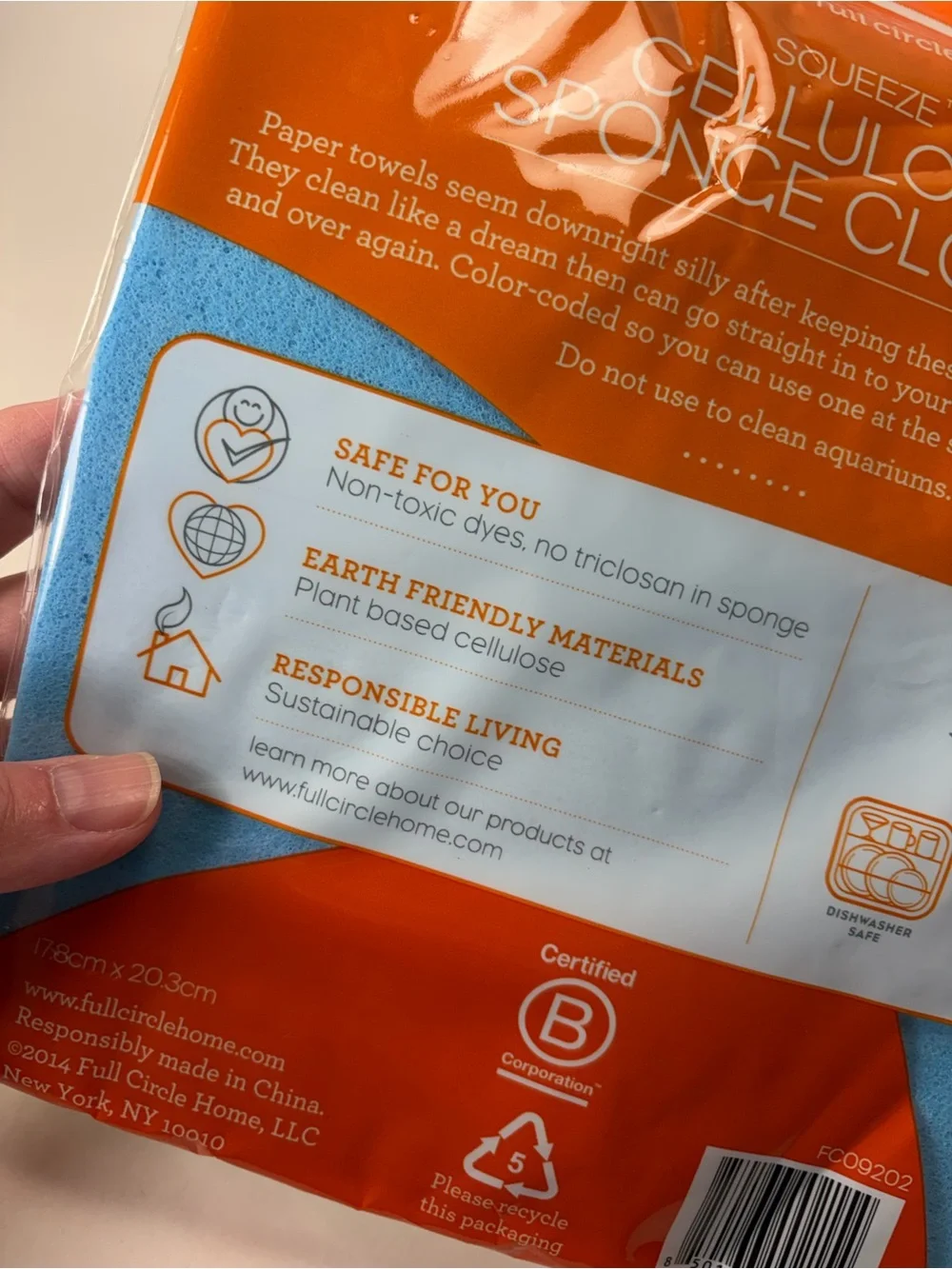 Full Circle Squeeze Cellulose Sponge Cloths, Set of 3 NEW
